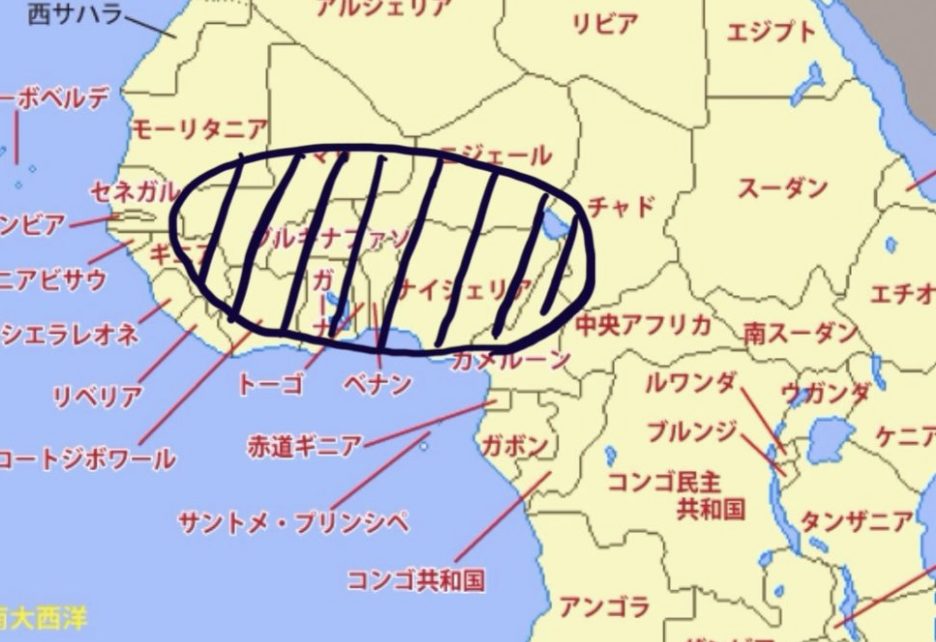 ニシアフリカトカゲモドキの生息地の地図